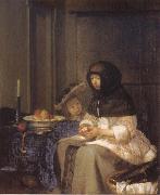 Gerard Ter Borch Woman peeling an apple oil painting reproduction